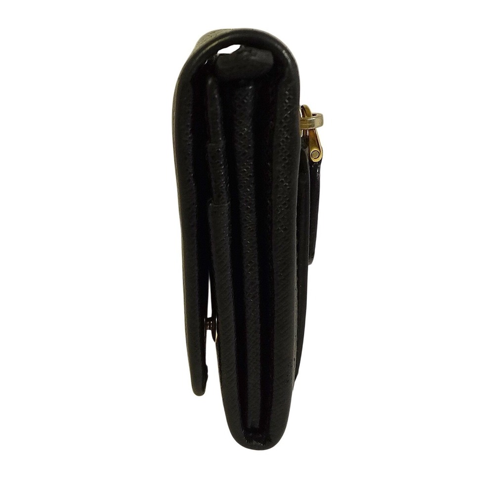 PRADA Black SLG Saffiano Leather Flap Long Wallet ID Holder Chain Includes COA - Picture 13 of 16